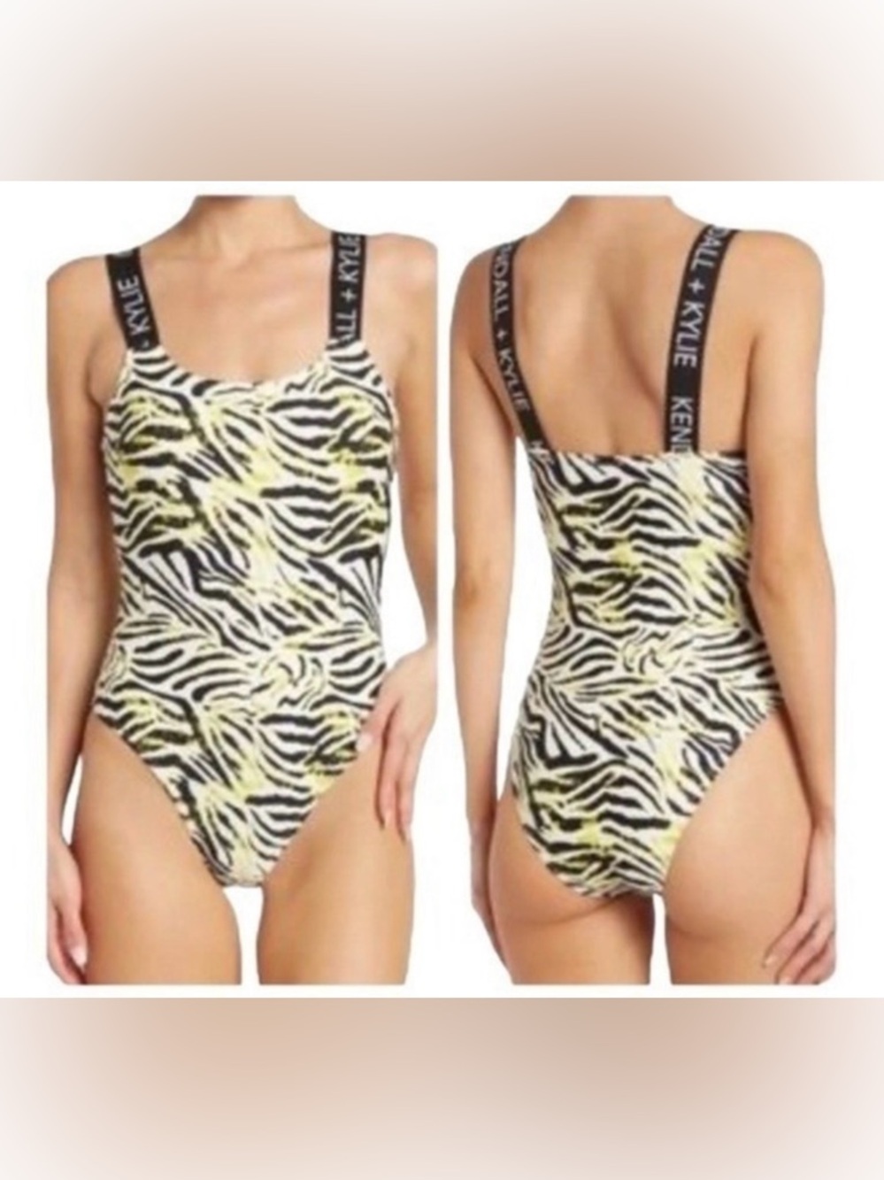 Kendall + Kylie Acid Zebra Animal Print One Piece‎ Swimsuit NWOT L
